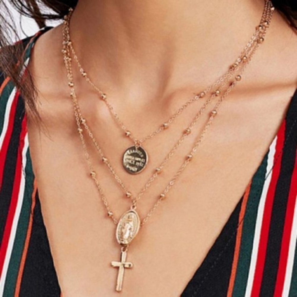 Boho Multilayer gypsy festival necklace pendant jewelry